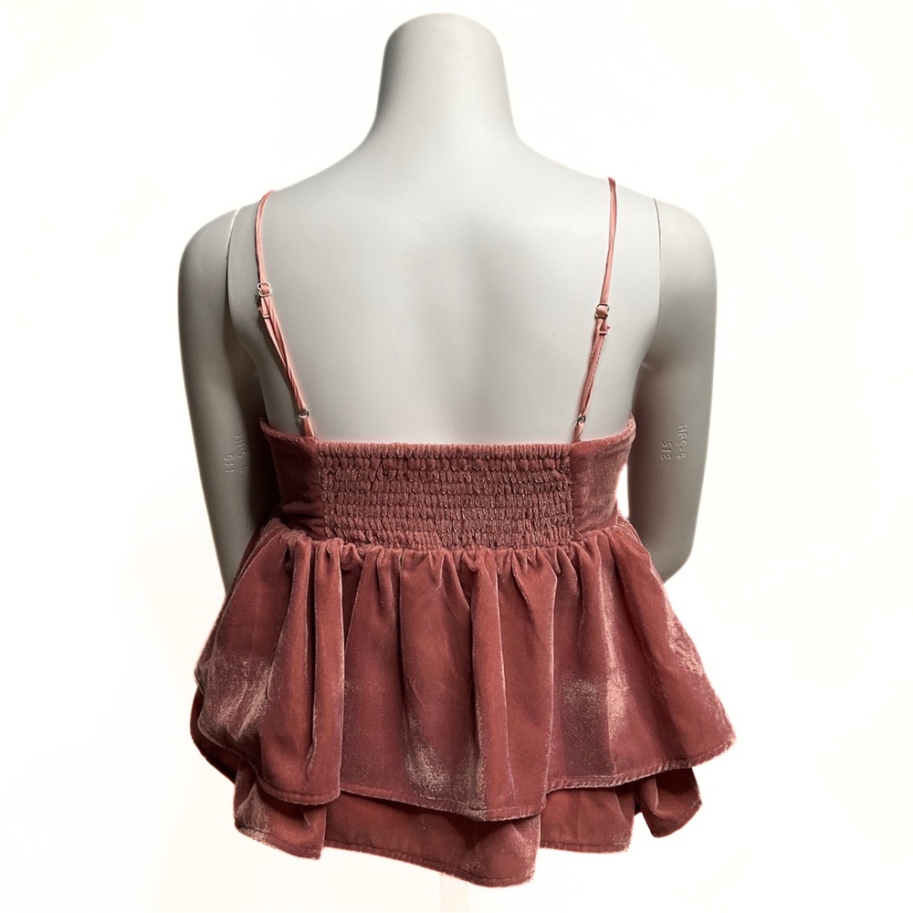 Urban Outfitters Pink Velvet Babydoll Peplum Tank Top Womens SZ S Dainty Fairy - Picture 4 of 7